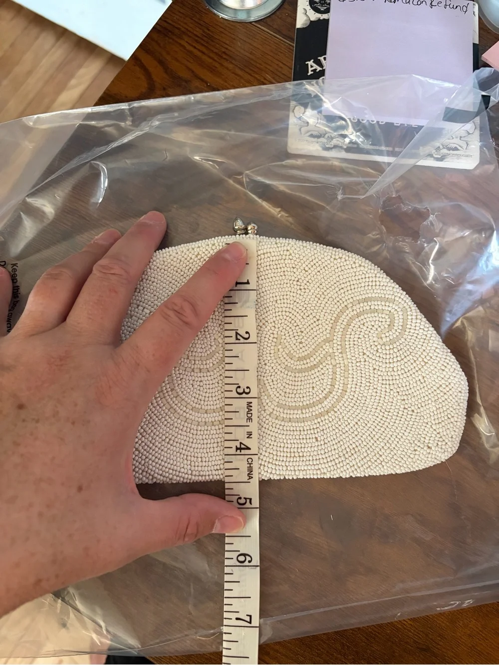 Vintage Walborg Hand Made Pearl-Embellished White Beaded Evening Clutch
